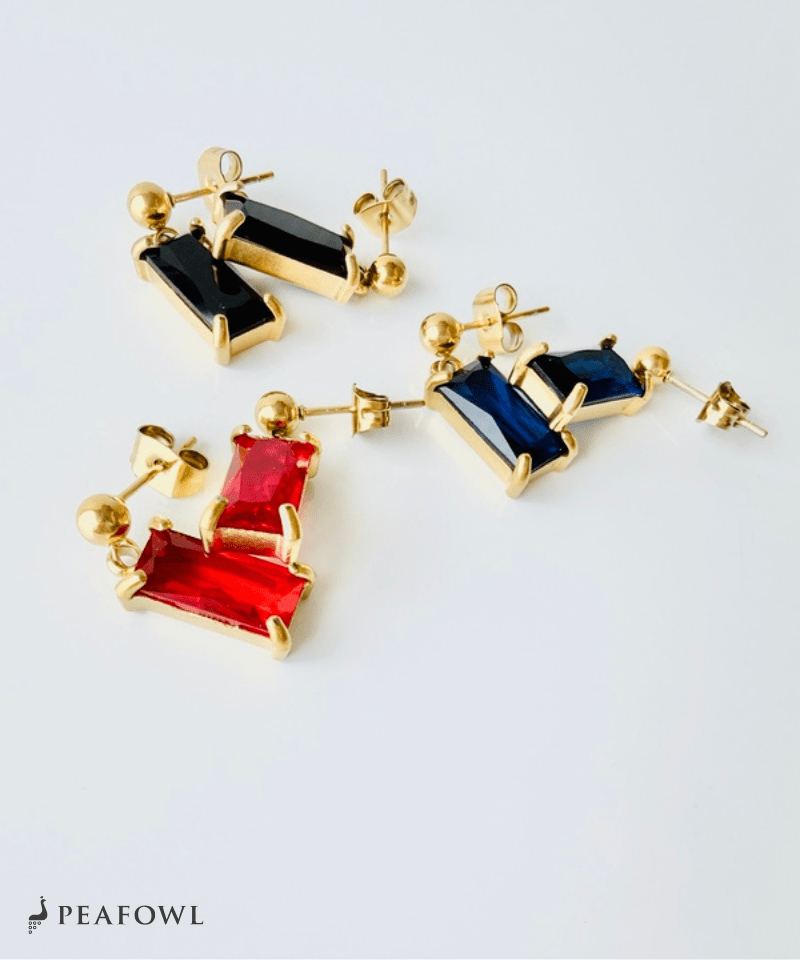 Rectangle Stone Pierce - peafowl