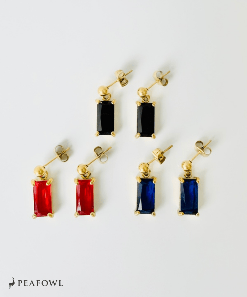 Rectangle Stone Pierce - peafowl
