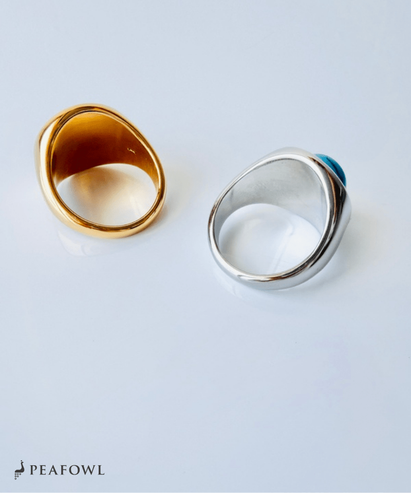 Retro Volume Stone Ring - peafowl