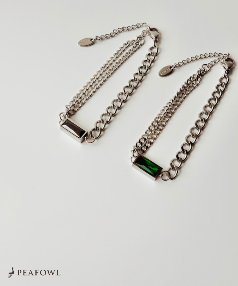 Silver Asymmetry Chain Bracelet - peafowl