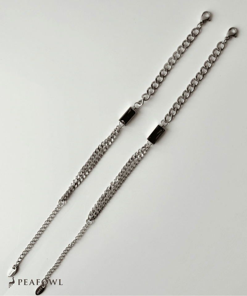 Silver Asymmetry Chain Bracelet - peafowl
