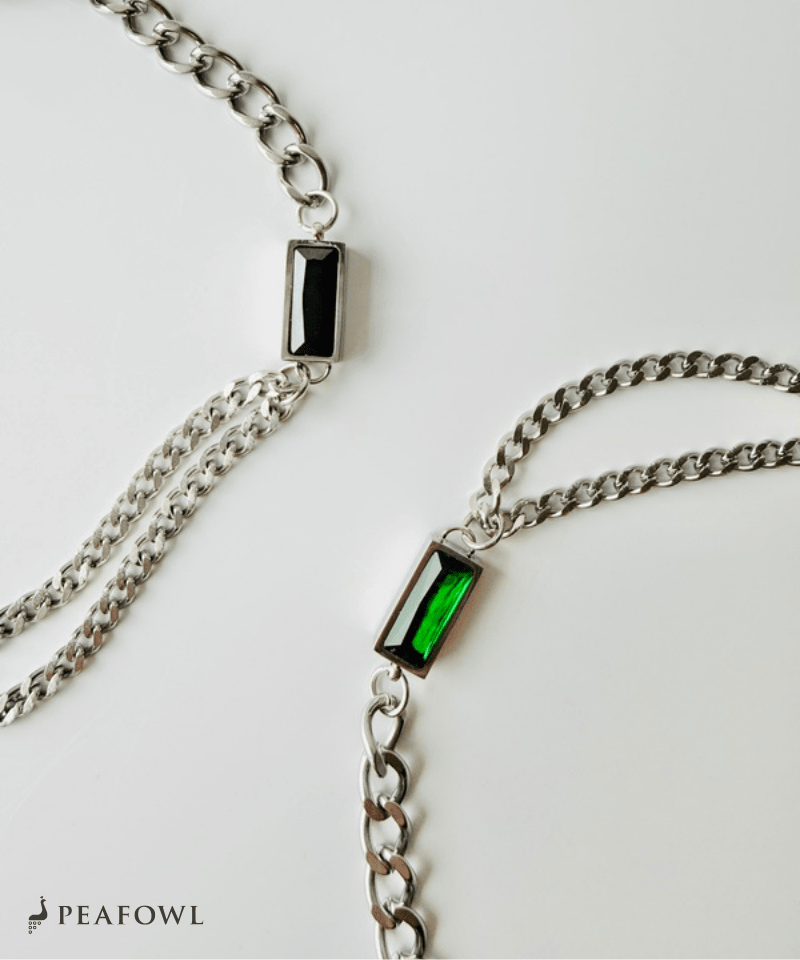 Silver Asymmetry Chain Bracelet - peafowl