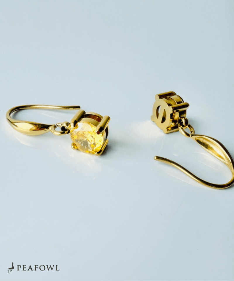 Single Stone Hook Pierce - peafowl