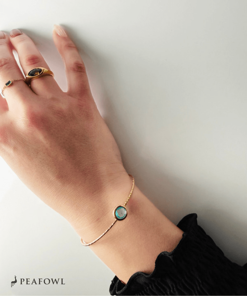 Skinny Stone Bangle - peafowl