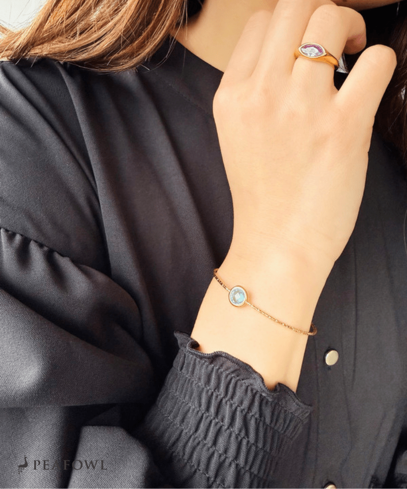 Skinny Stone Bangle - peafowl