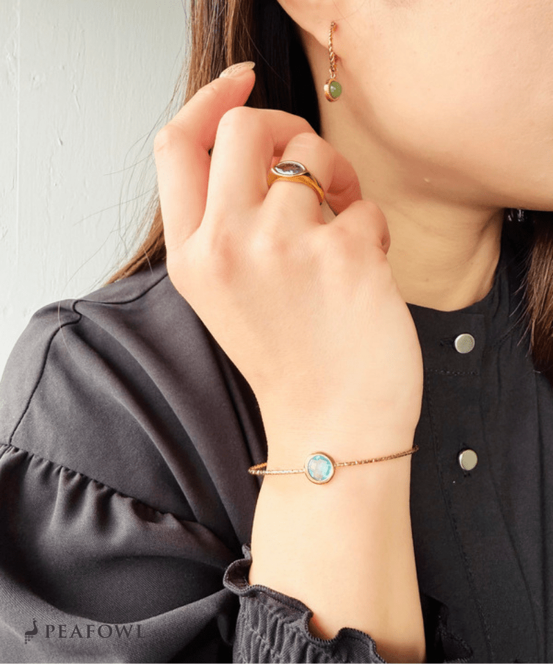 Skinny Stone Bangle - peafowl