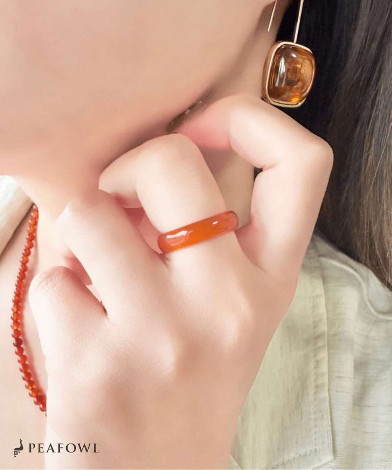 Smooth Color Stone Ring - peafowl