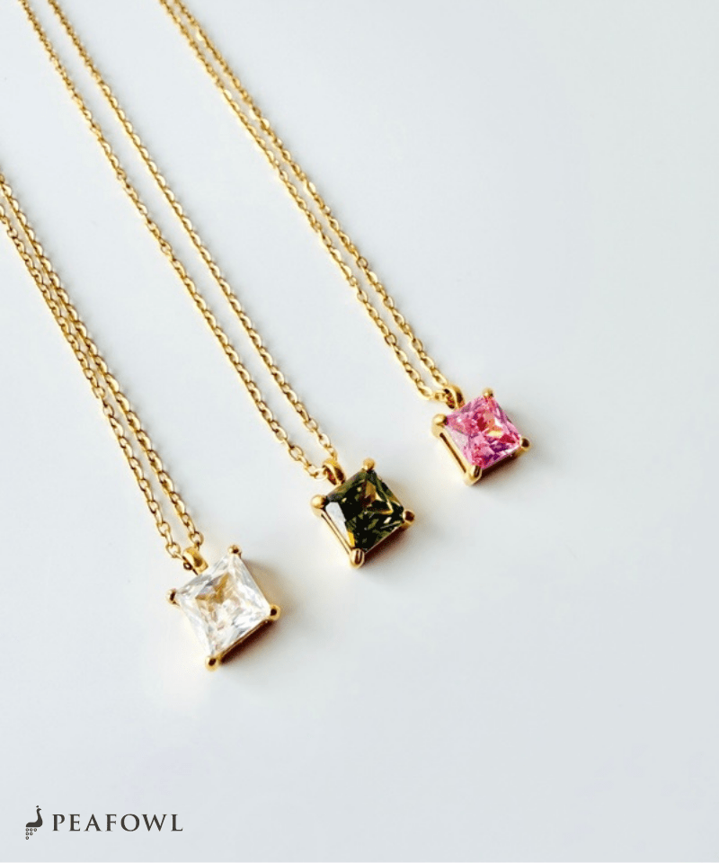 Square Bijou Necklace - peafowl