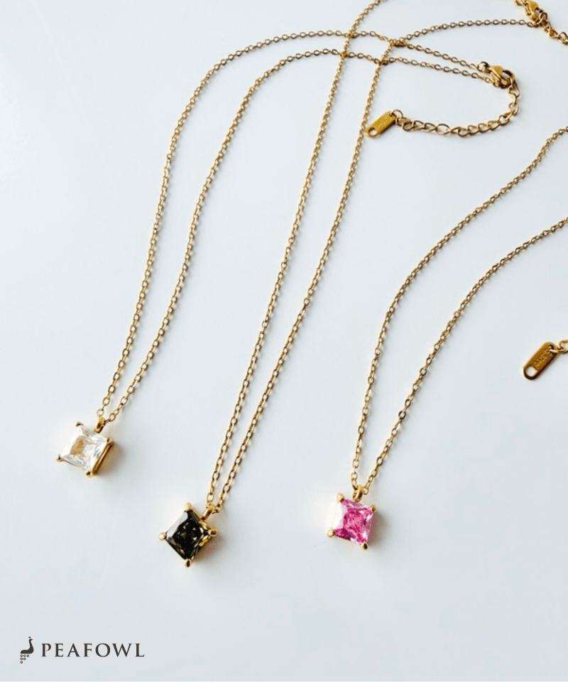 Square Bijou Necklace - peafowl