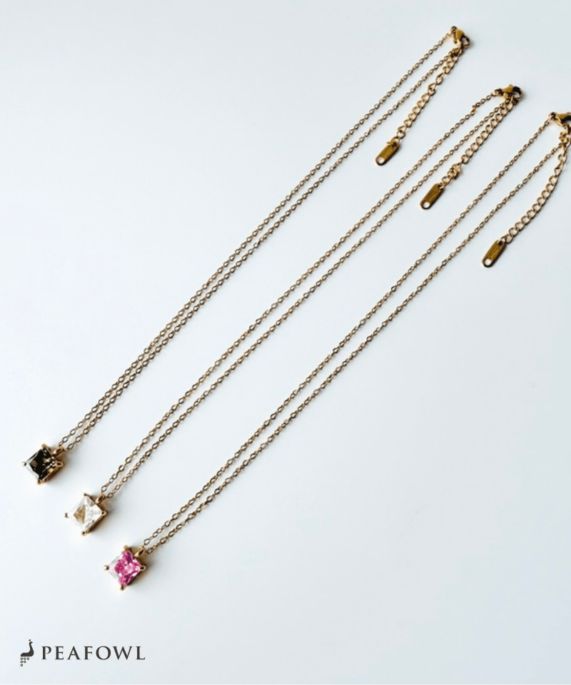 Square Bijou Necklace - peafowl
