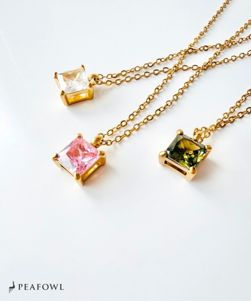 Square Bijou Necklace - peafowl