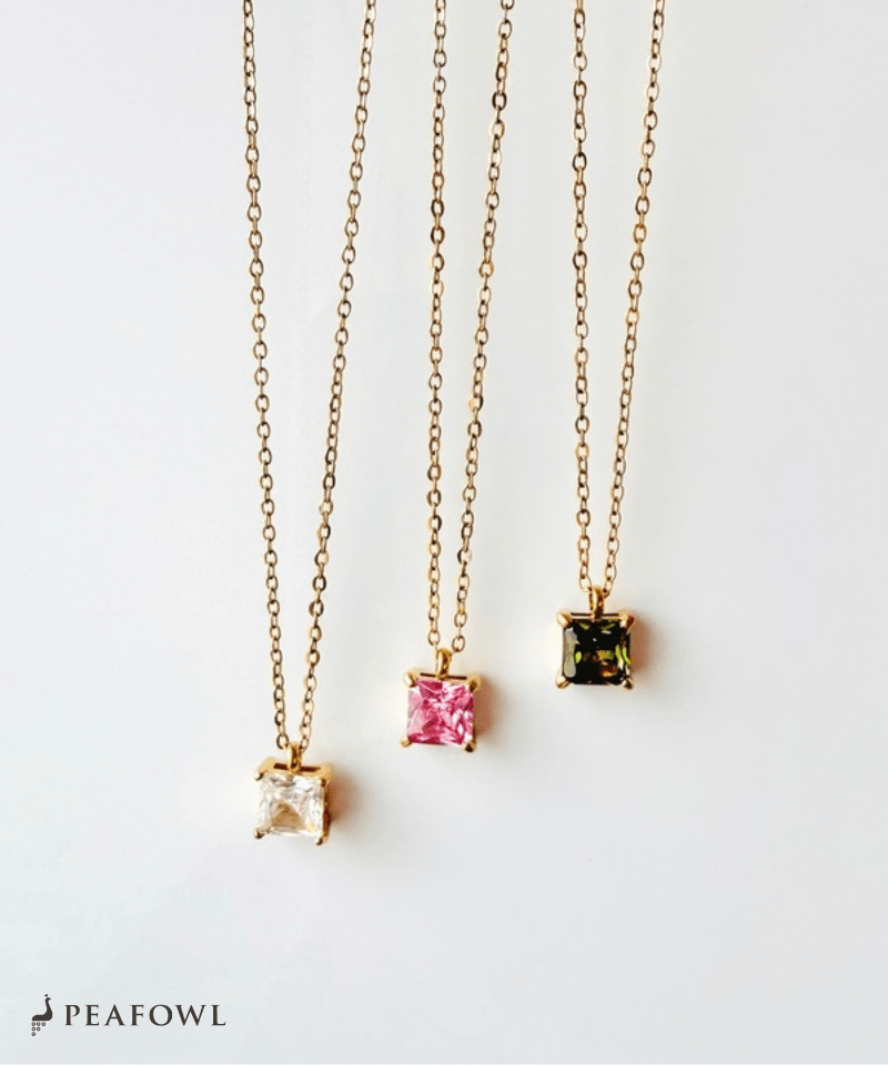 Square Bijou Necklace - peafowl