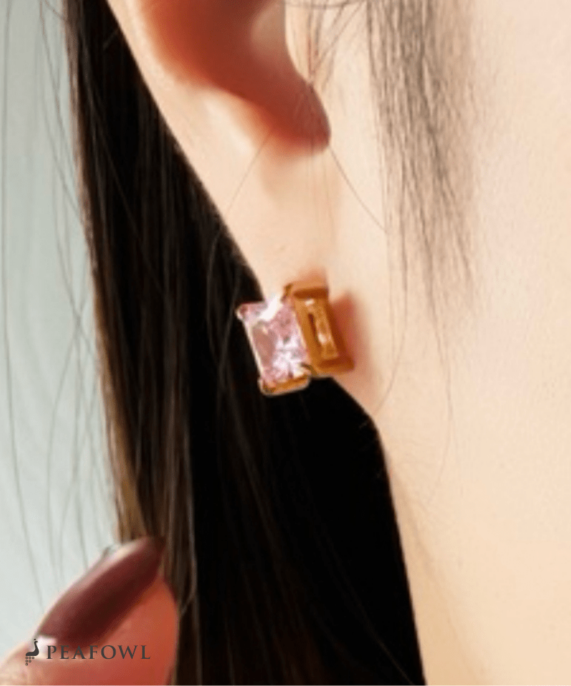 Square Single Pierce - peafowl