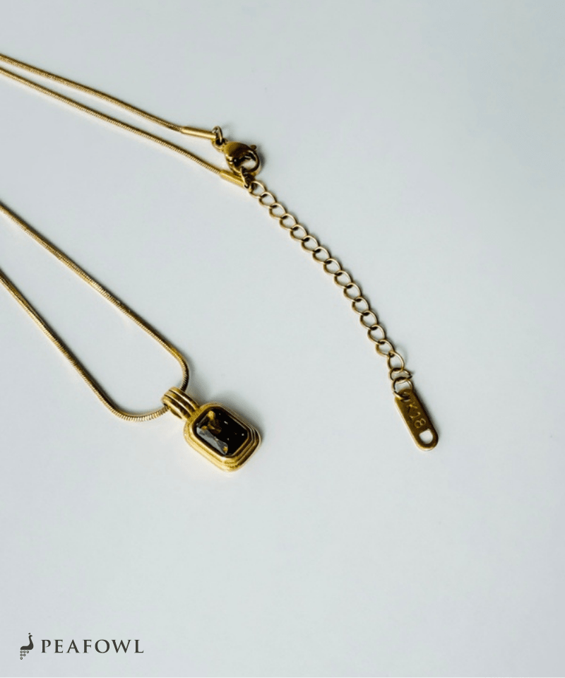 Square Snake Chain Necklace - peafowl