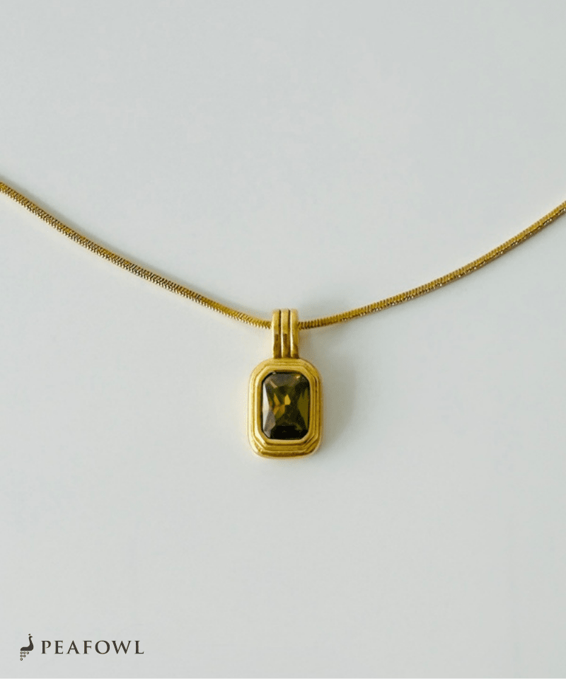 Square Snake Chain Necklace - peafowl