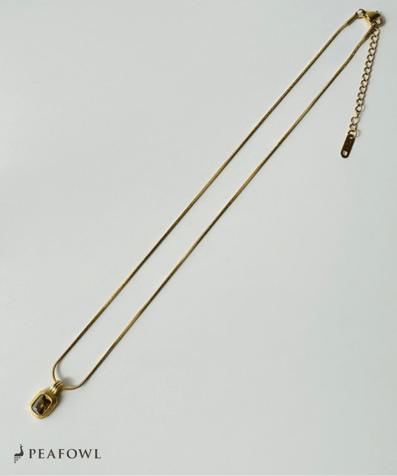 Square Snake Chain Necklace - peafowl
