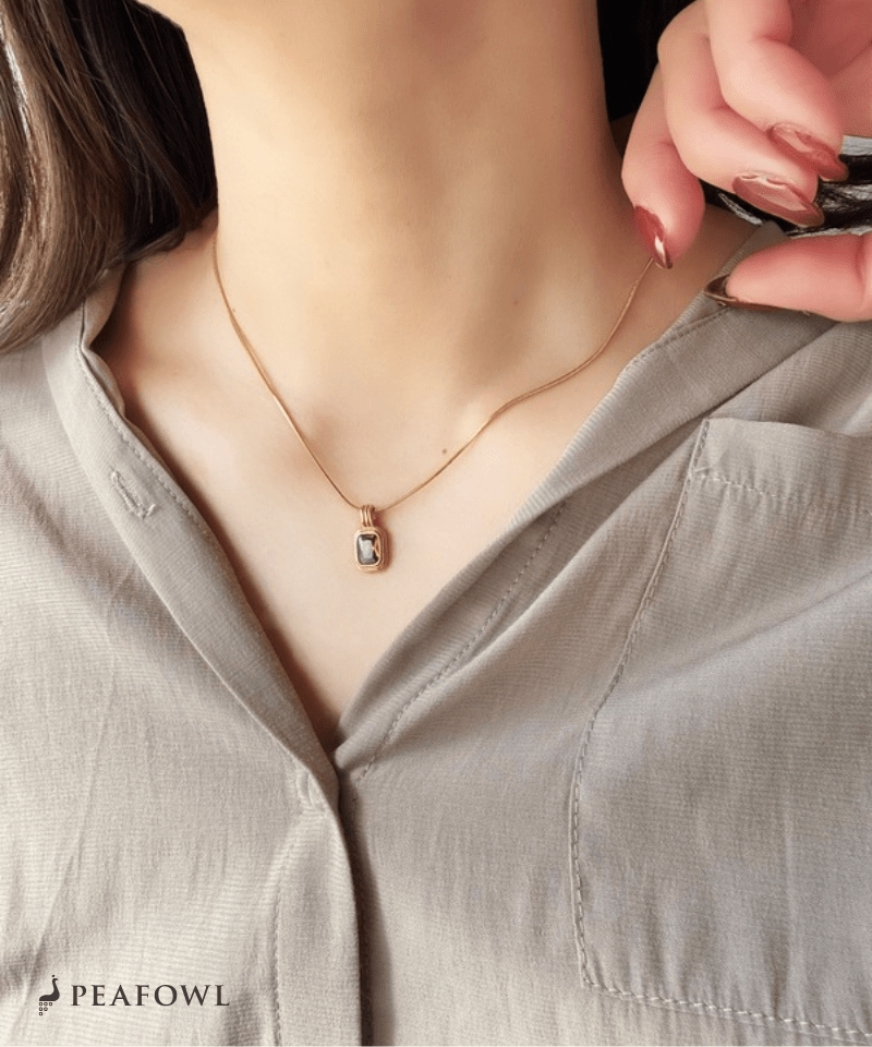Square Snake Chain Necklace - peafowl