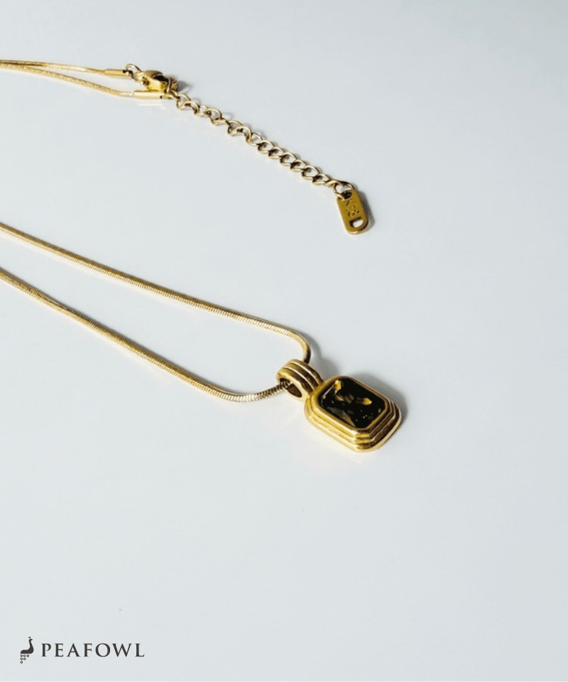 Square Snake Chain Necklace - peafowl