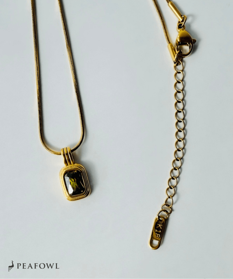 Square Snake Chain Necklace - peafowl