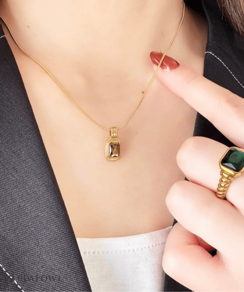 Square Snake Chain Necklace - peafowl