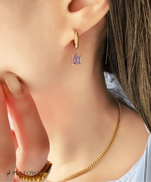 Square Zircon Hoop Pierce | 金属アレルギー対応アクセサリー通販