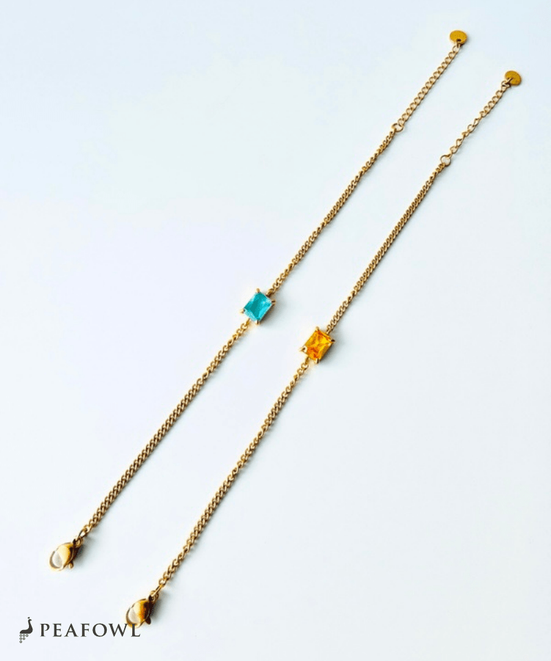 Square Zirconia Chain Bracelet - peafowl