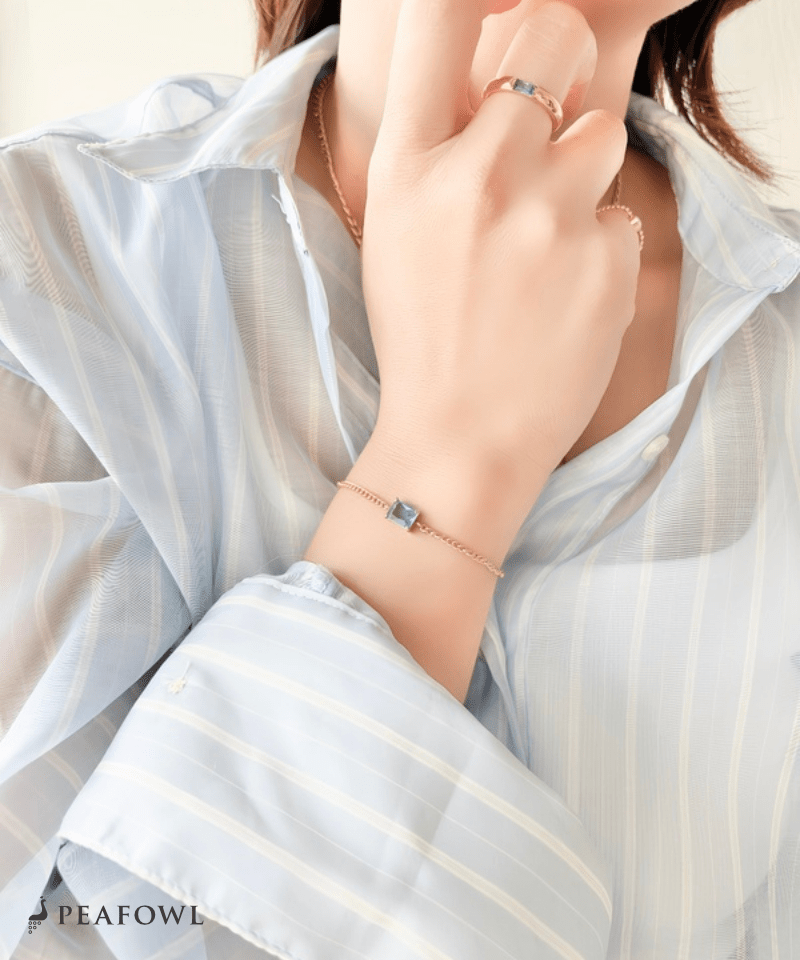 Square Zirconia Chain Bracelet - peafowl