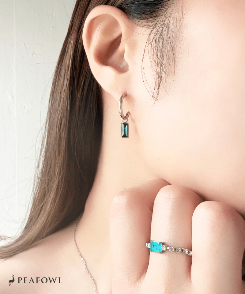 Stone Charm Pierce - peafowl