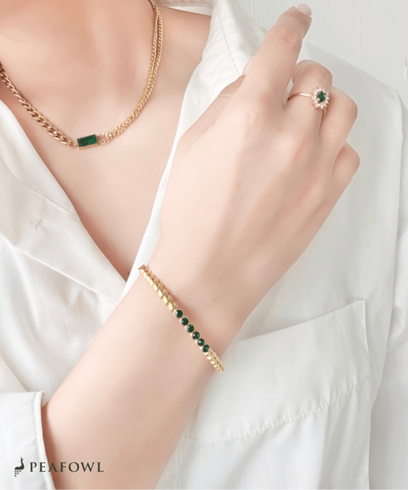 Stone Link Bangle - peafowl