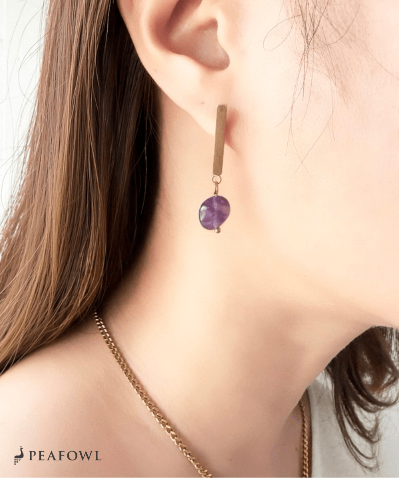 Stone Metal Bar Pierce - peafowl