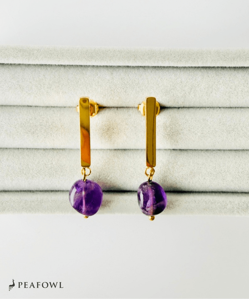 Stone Metal Bar Pierce - peafowl