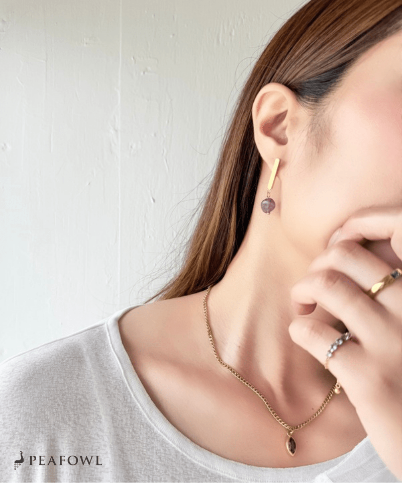 Stone Metal Bar Pierce - peafowl