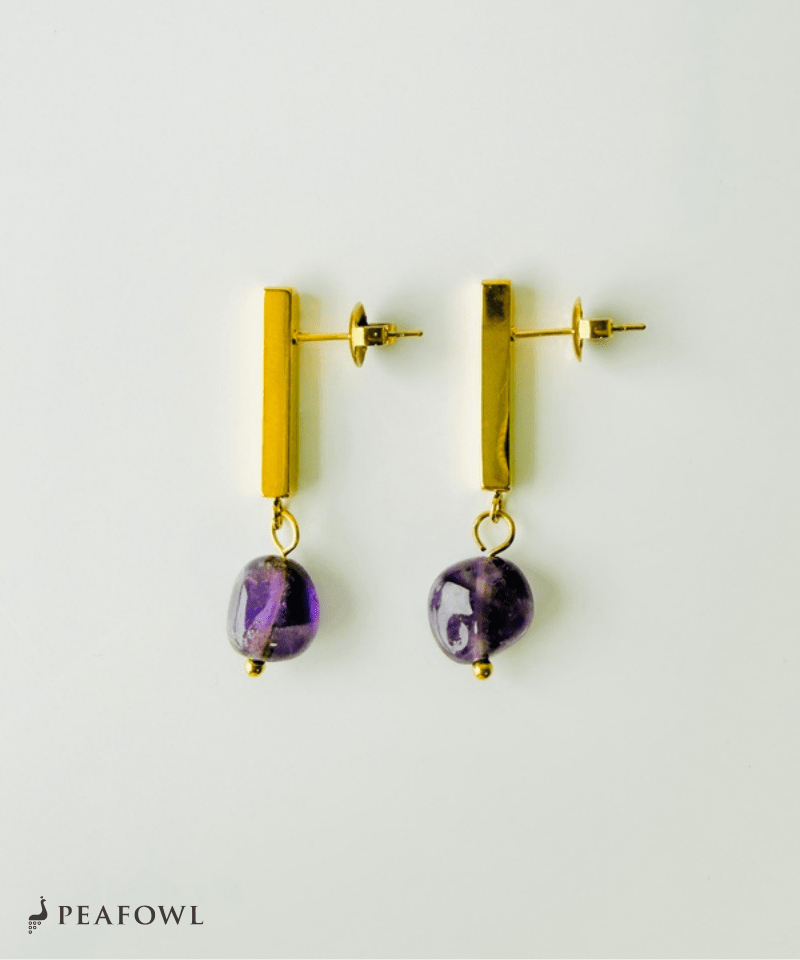 Stone Metal Bar Pierce - peafowl