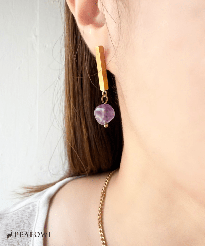 Stone Metal Bar Pierce - peafowl
