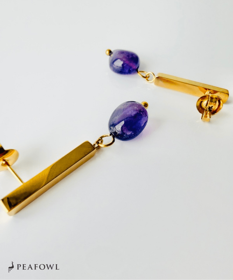 Stone Metal Bar Pierce - peafowl