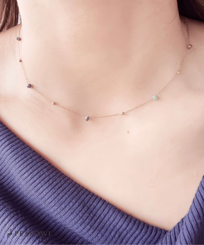 Tiny Stone Necklace - peafowl