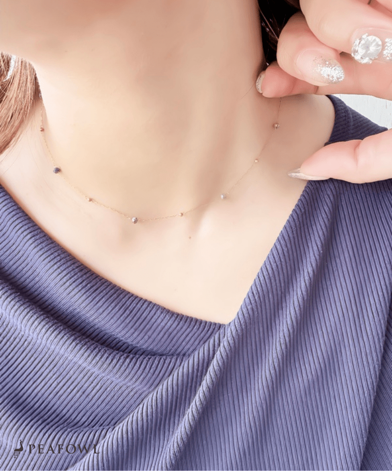 Tiny Stone Necklace - peafowl
