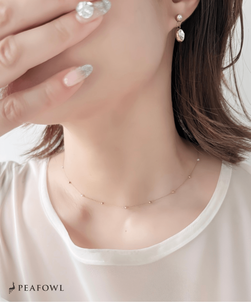 Tiny Stone Necklace - peafowl
