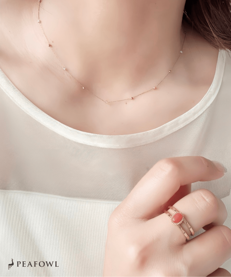 Tiny Stone Necklace - peafowl