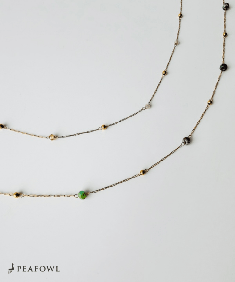 Tiny Stone Necklace - peafowl