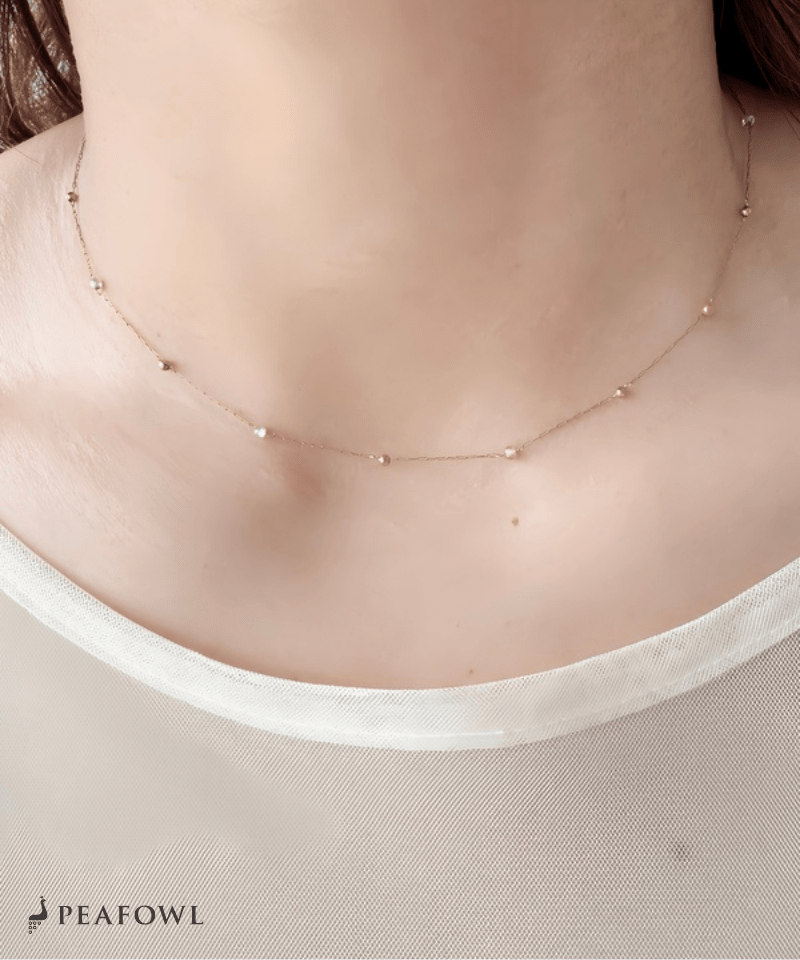 Tiny Stone Necklace - peafowl