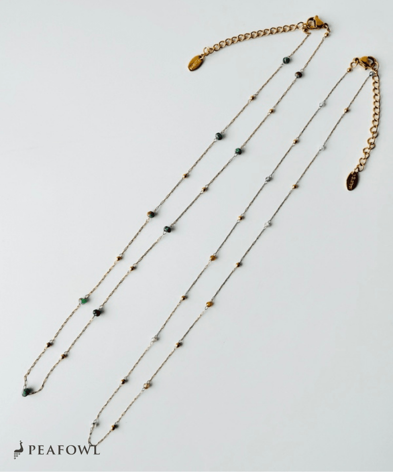 Tiny Stone Necklace - peafowl