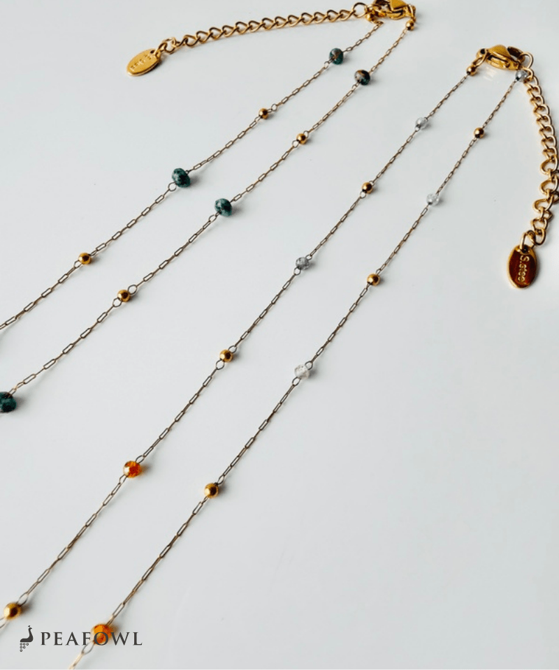 Tiny Stone Necklace - peafowl
