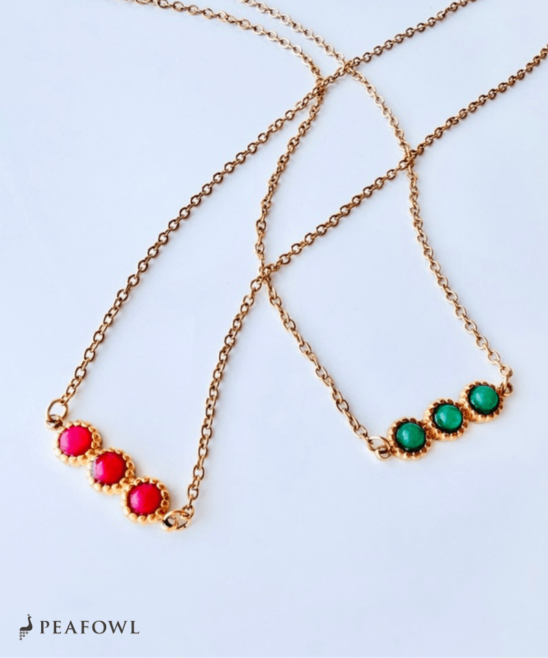 Trio Stone Necklace - peafowl