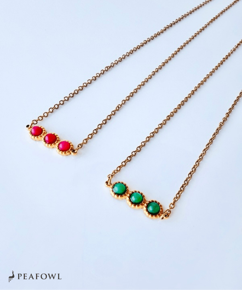 Trio Stone Necklace - peafowl