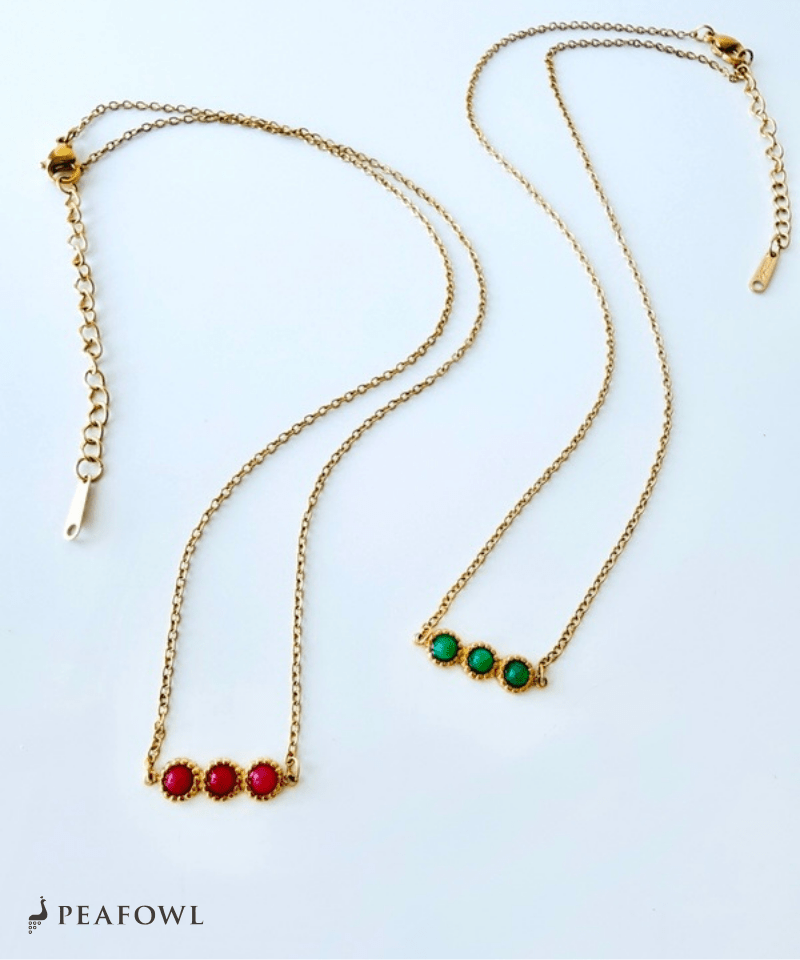 Trio Stone Necklace - peafowl