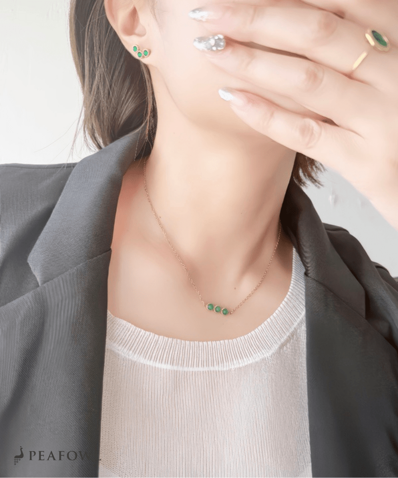 Trio Stone Necklace - peafowl