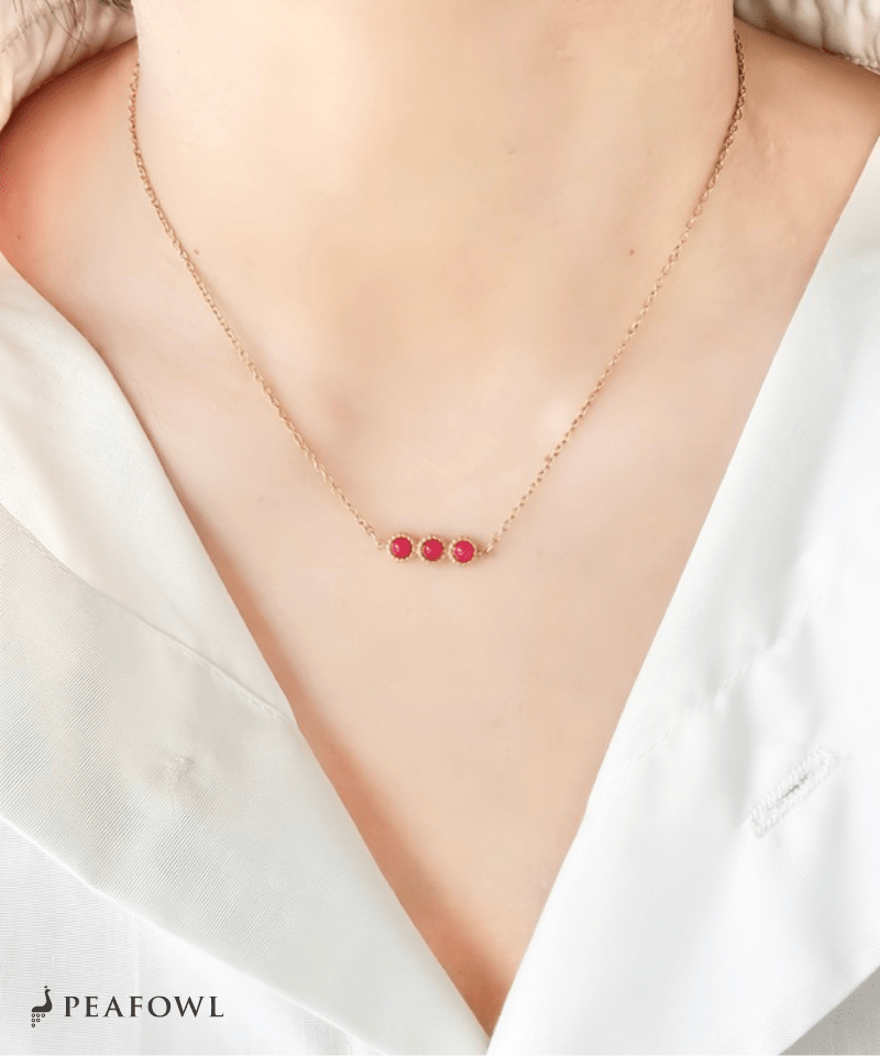 Trio Stone Necklace - peafowl
