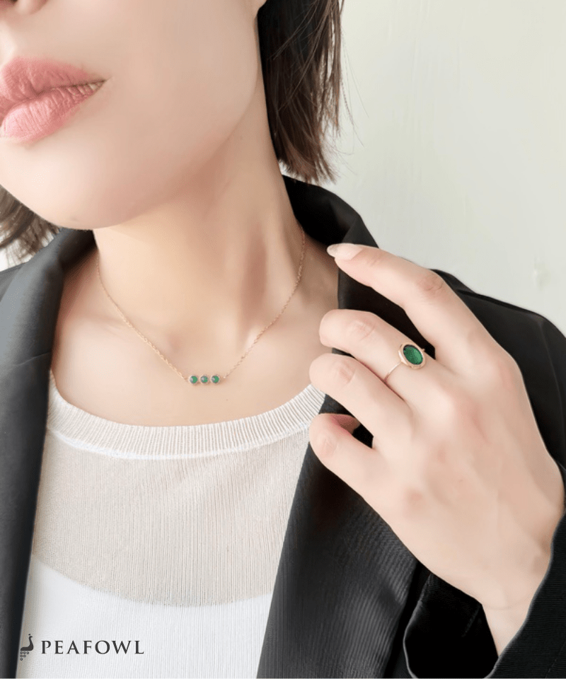 Trio Stone Necklace - peafowl