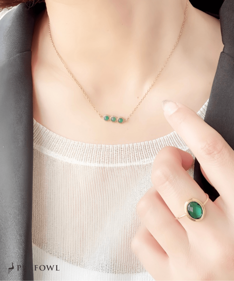 Trio Stone Necklace - peafowl